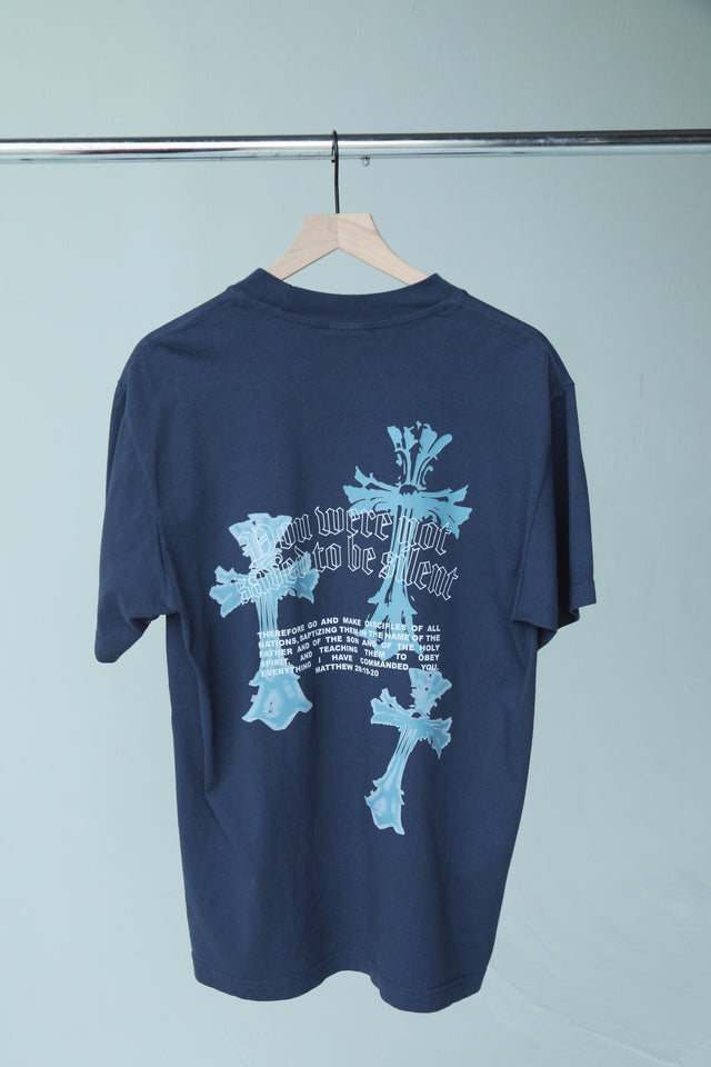 Blue Shirt "Not Saved to be Silent"